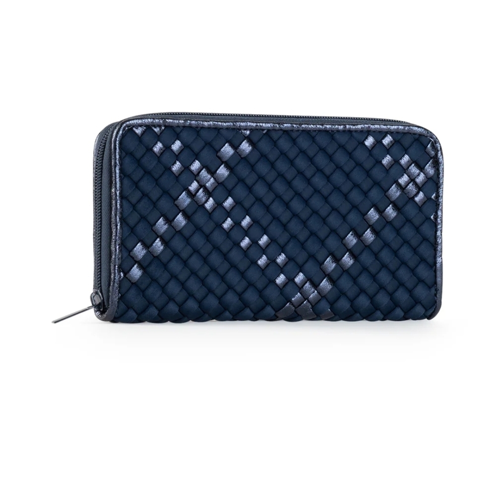 Navy Woven Zip-Around Wallet